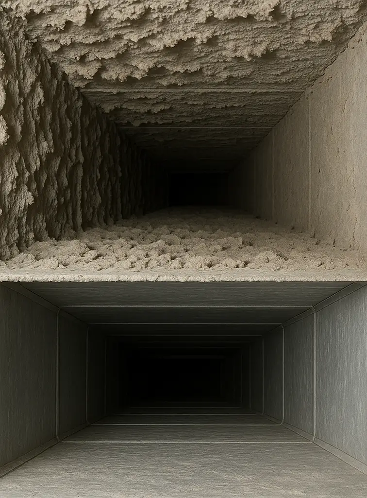 Before and after duct cleaning in Hunters Creek Village Texas